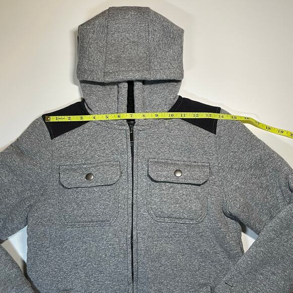 Matix Boys Sherpa Lined Full Zip Hoodie Jacket Gray Black Shoulder Sz L 10/12 - Picture 3 of 9